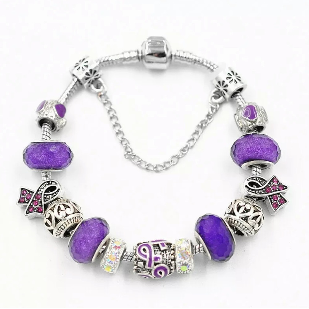 New 20g Amethyst 18K White GP Plated Bracelet - Picture 1 of 7